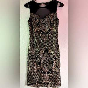 Black and Golden Backless Dress.